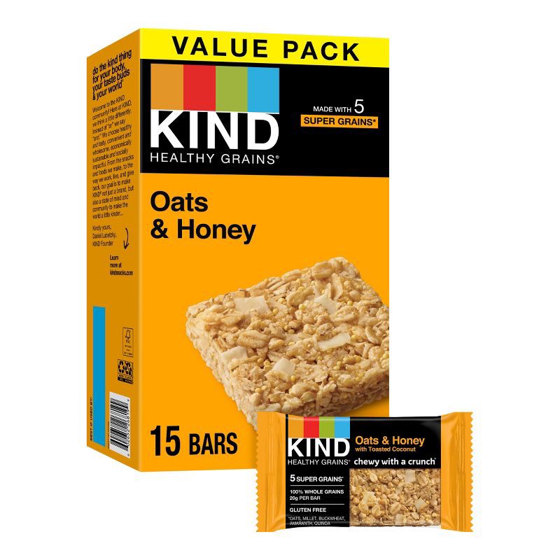 slide 1 of 1, KIND Healthy Grains Bars Oats & Honey - 18oz/15ct, 18 oz, 15 ct