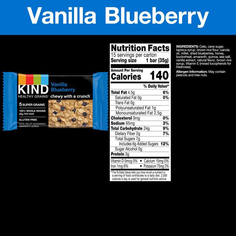 slide 2 of 11, KIND Healthy Grains Bars Vanilla Blueberry - 18oz/15ct, 18 oz, 15 ct