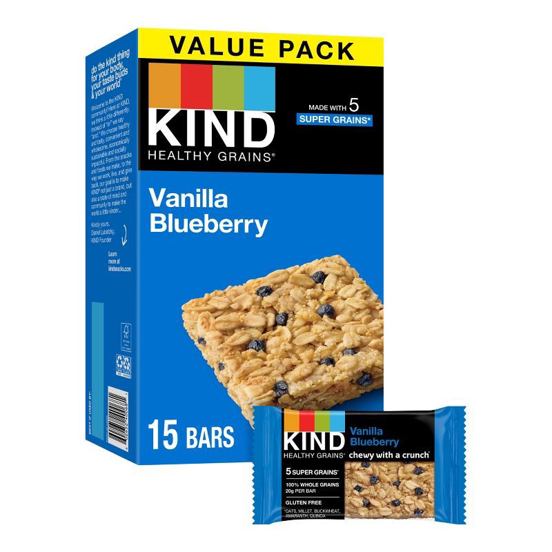 slide 1 of 11, KIND Healthy Grains Bars Vanilla Blueberry - 18oz/15ct, 18 oz, 15 ct