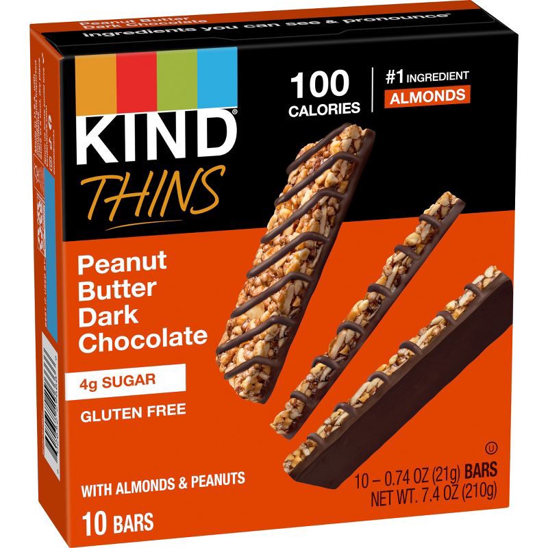 slide 3 of 9, KIND Thins Peanut Butter Dark Chocolate - 7.4oz/10ct, 7.4 oz, 10 ct