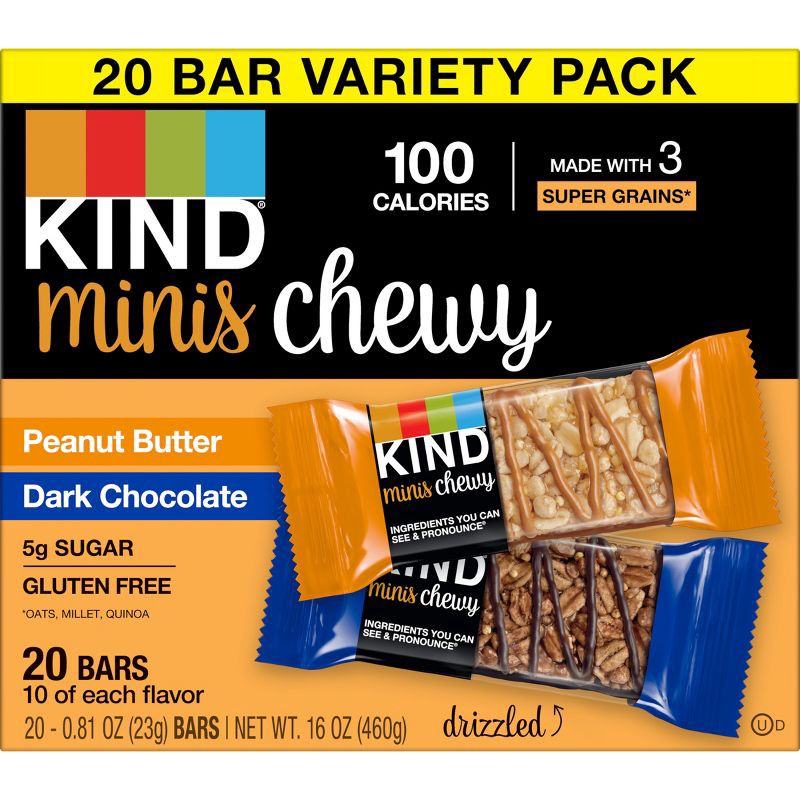 slide 2 of 7, KIND Mini Chewy Peanut Butter + Dark Chocolate - 16oz/20ct, 20 ct; 16 oz