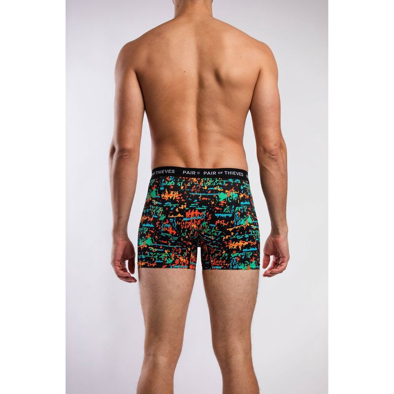 slide 5 of 5, Pair of Thieves Men's Super Fit Boxer Briefs 2pk - Red/Blue/Green/Orange Sound Waves XL: Mid Rise, Microfiber, Classic Patterns, 2 ct