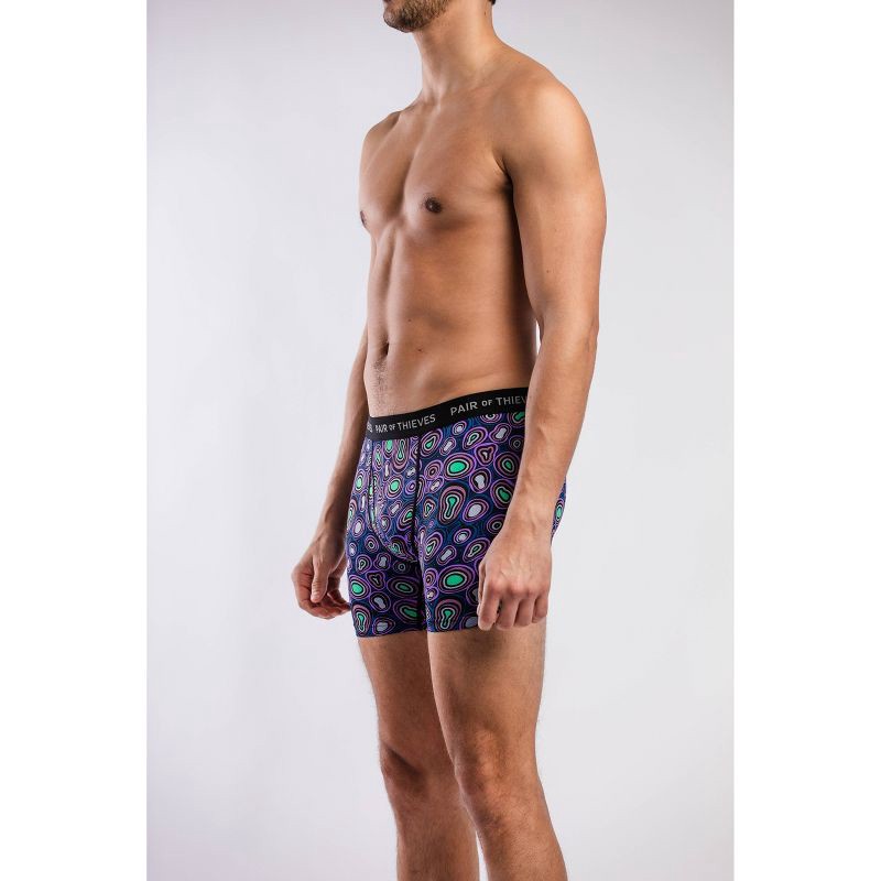 slide 9 of 13, Pair of Thieves Men's Super Fit Boxer Briefs 2pk - Purple/Green Amoeba L: Mid Rise, Microfiber, Elastic Waistband, 2 ct
