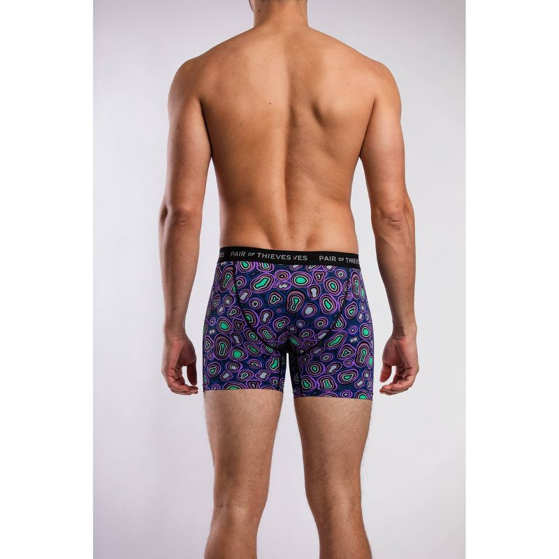 slide 10 of 13, Pair of Thieves Men's Super Fit Boxer Briefs 2pk - Purple/Green Amoeba XL: Mid Rise, Microfiber, Elastic Waistband, 2 ct