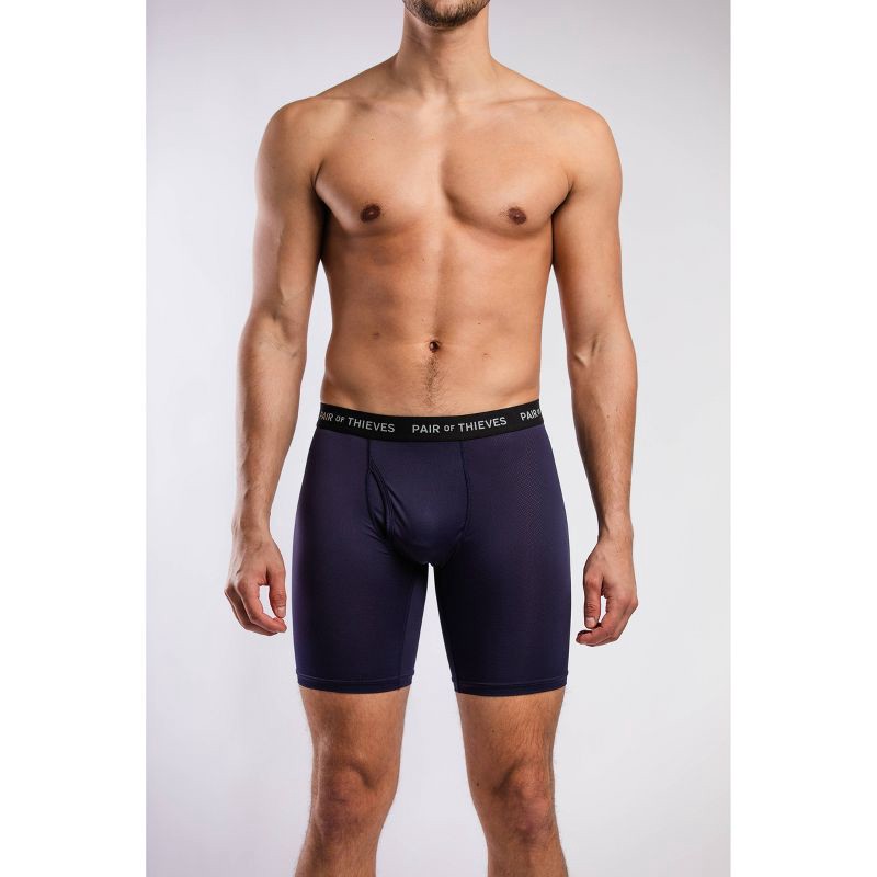 slide 6 of 8, Pair of Thieves Men's Super Fit Solid/Striped Boxer Briefs 2pk - Black/Navy Blue/Light Blue XL, 2 ct