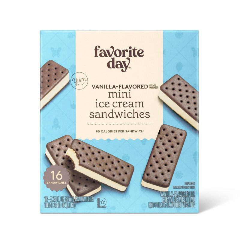 slide 1 of 3, Mini Ice Cream Sandwiches - 36oz/16ct - Favorite Day™, 36 oz, 16 ct