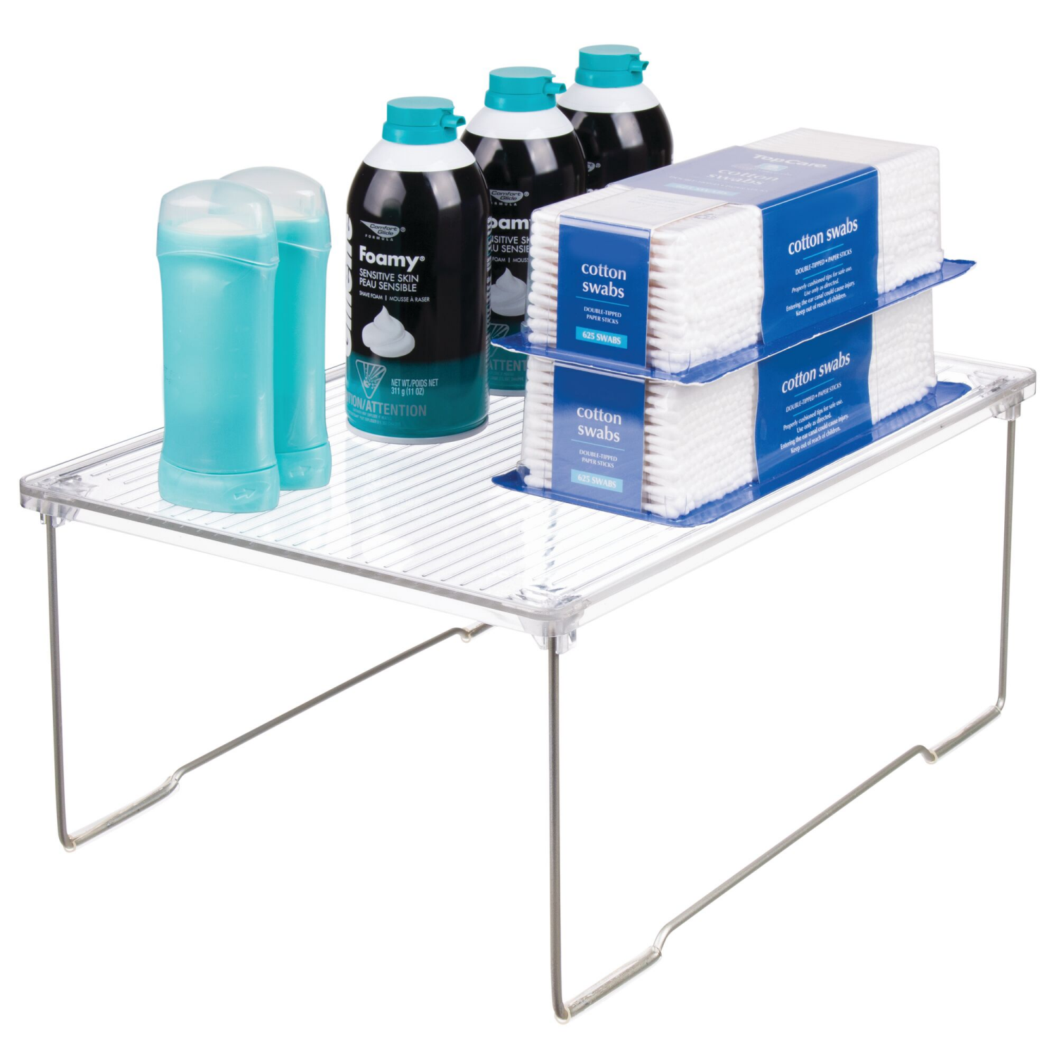 slide 4 of 5, iDesign Clear Bath Stacking Shelf., MED