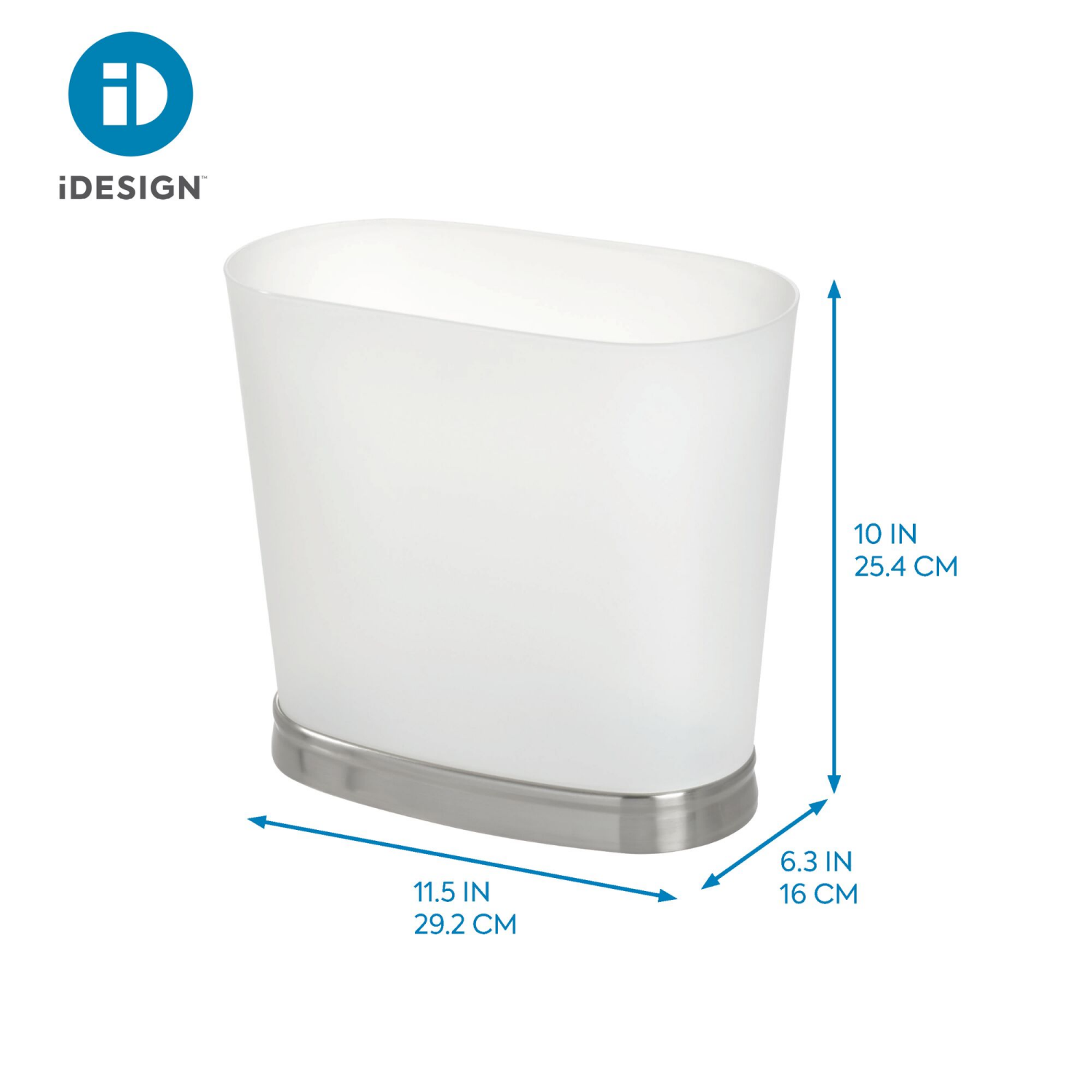 slide 2 of 3, Interdesign IDesign Gina Waste Can, 11.5 in x 6.25 in x 10 in, Frost/Brushed, 1 ct