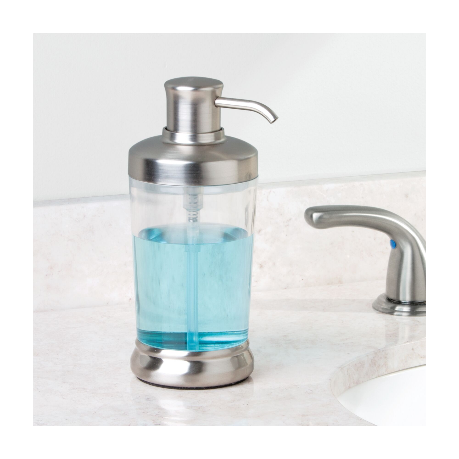 slide 4 of 5, Interdesign IDesign Gina Soap Pump, 12 oz Clear/Brushed, 12 oz