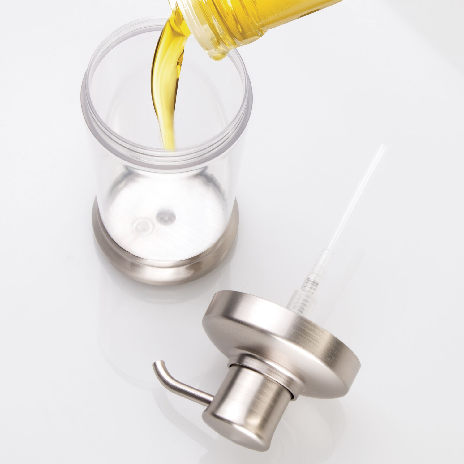 slide 5 of 5, Interdesign IDesign Gina Soap Pump, 12 oz Clear/Brushed, 12 oz