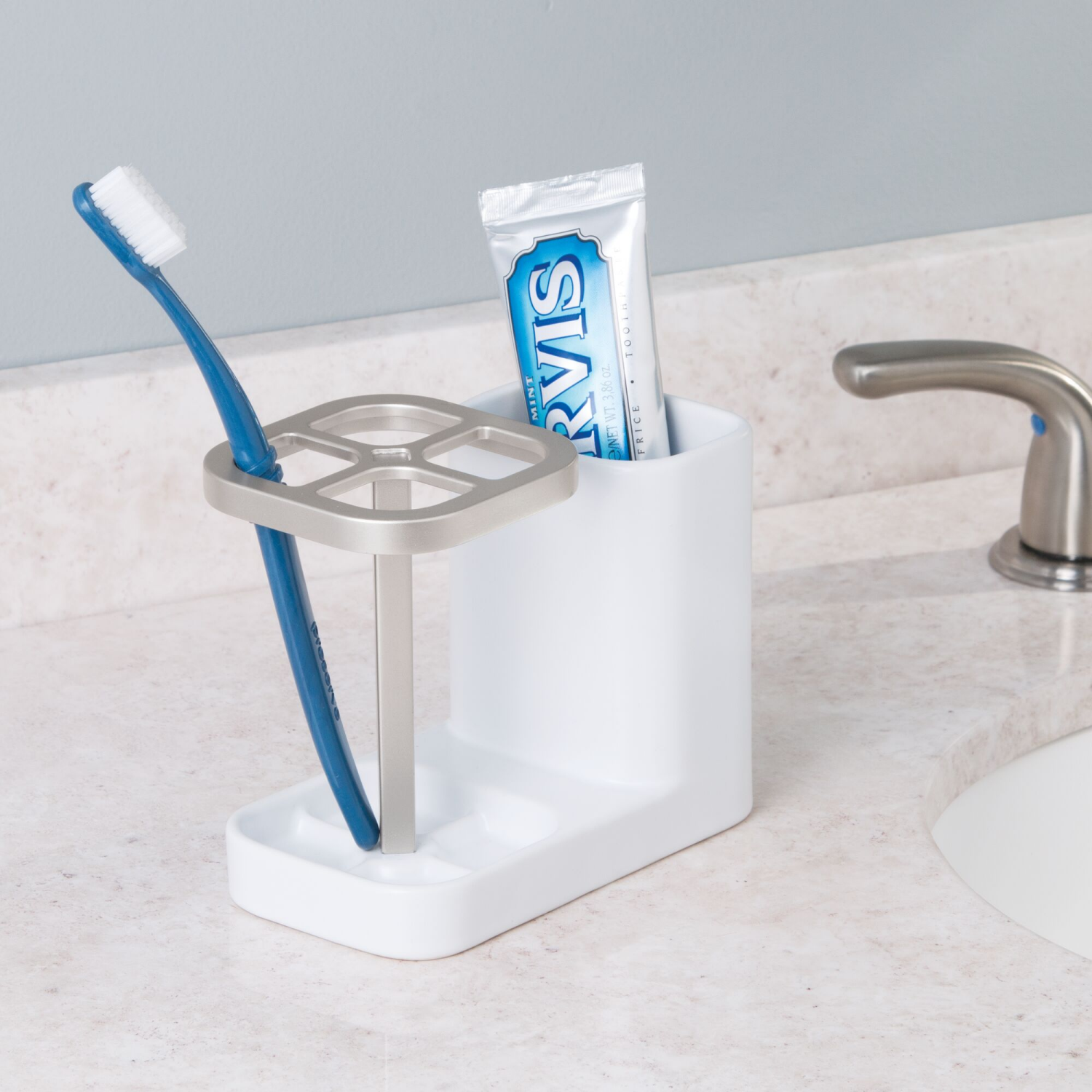 slide 4 of 4, InterDesign Satin White/Nickel Sedona Dental Center, 1 ct