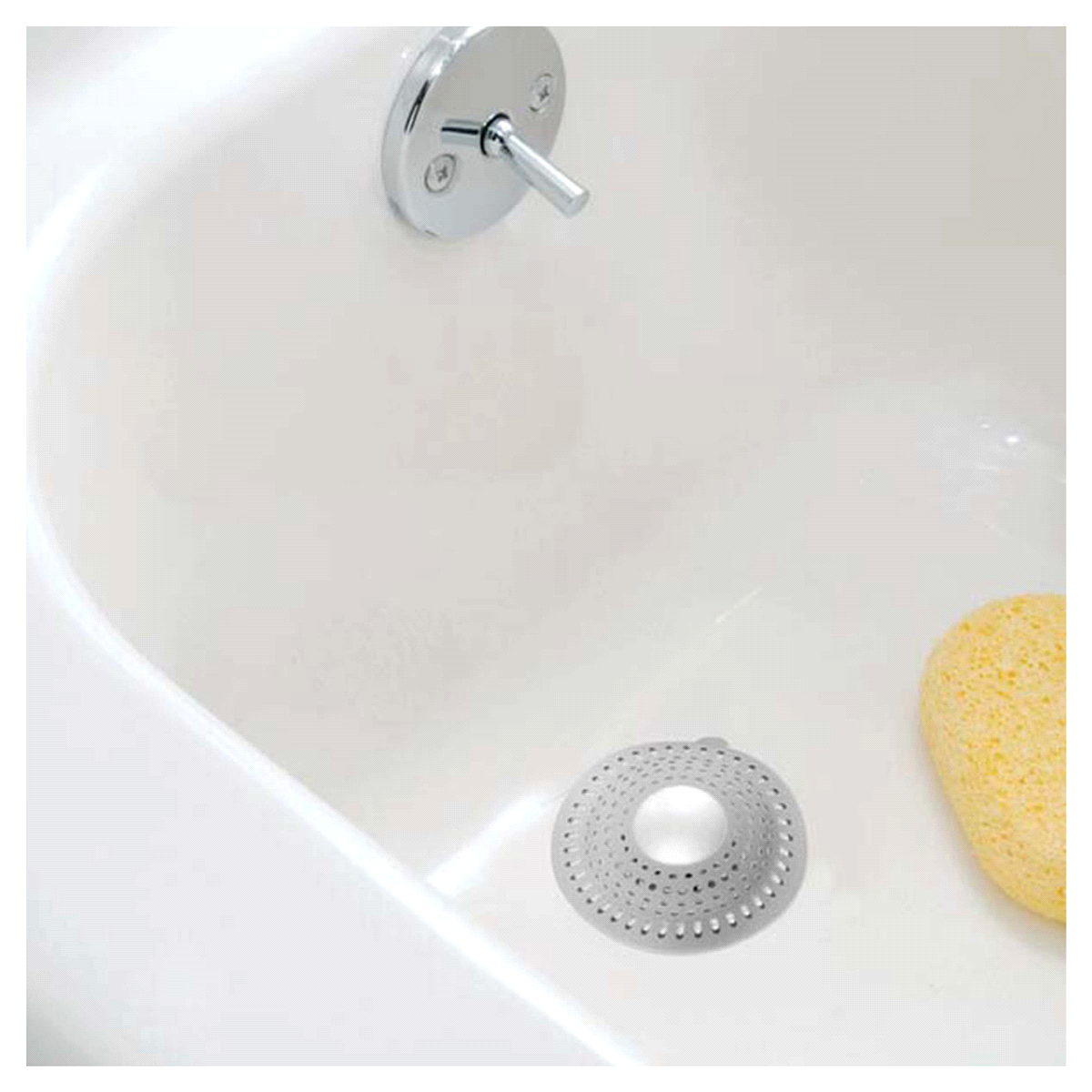 slide 6 of 9, InterDesign Metro Ultra Bathroom Shower Drain Protector - Gray/Silver, 1 ct