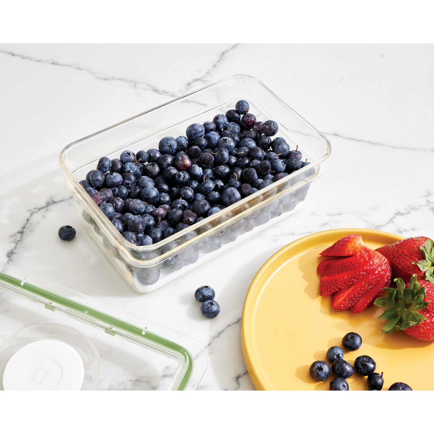 slide 8 of 8, iD Fresh Short Produce Bin w Insert Tray, Medium, Clear, 1 ct