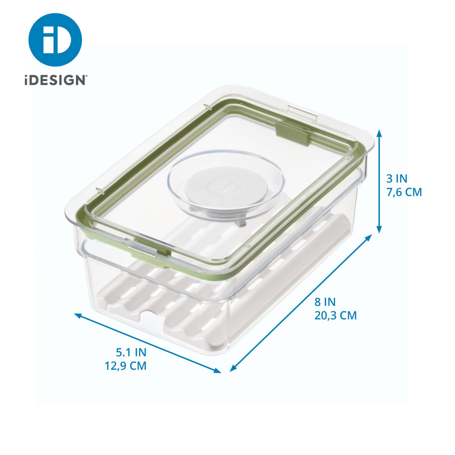 slide 7 of 8, iD Fresh Short Produce Bin w Insert Tray, Medium, Clear, 1 ct