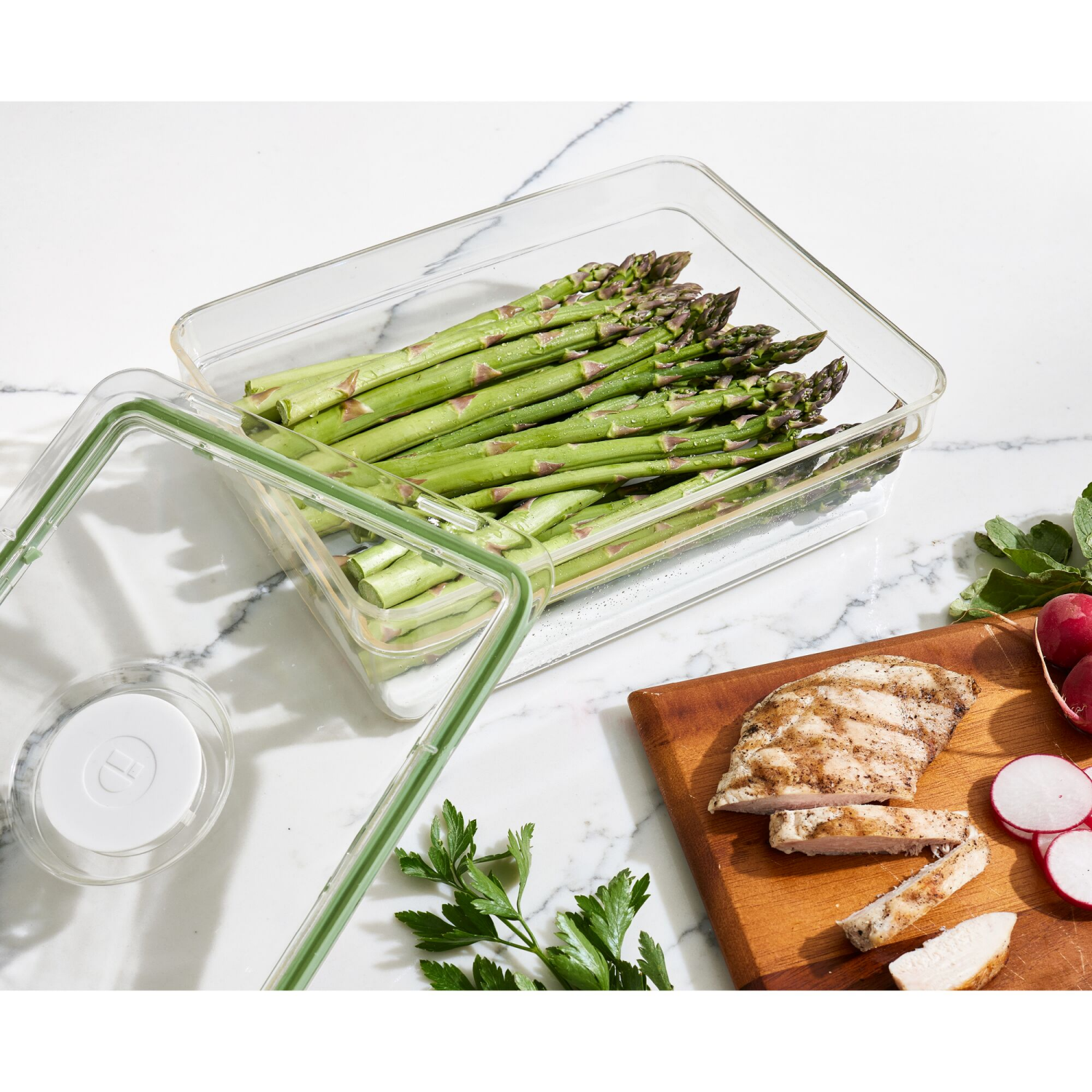 slide 7 of 7, iD Fresh Short Bin with Insert Tray, Large, Clear, 1 ct