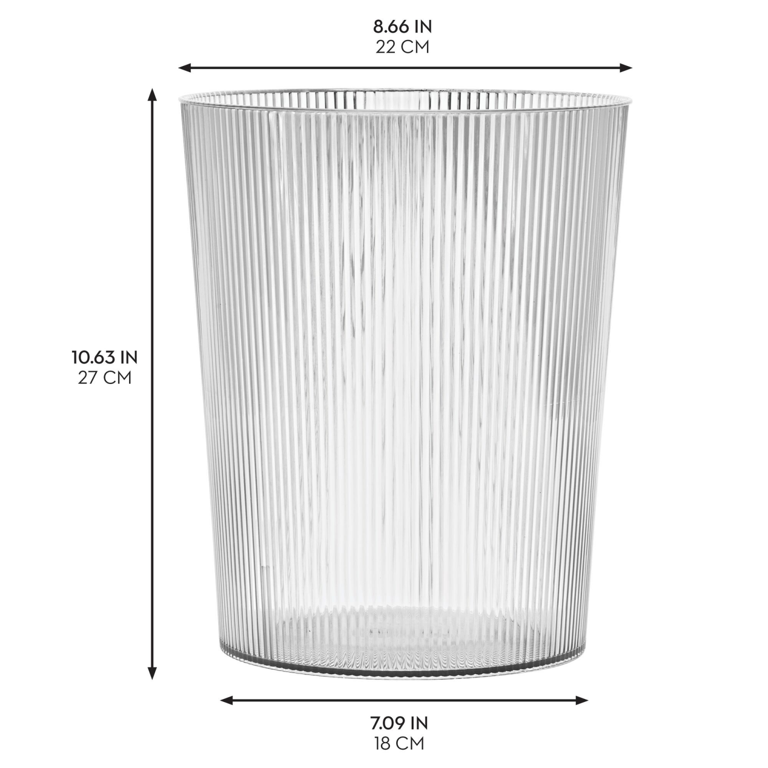 slide 3 of 3, Fluted Waste Can Round Clear, 1 ct