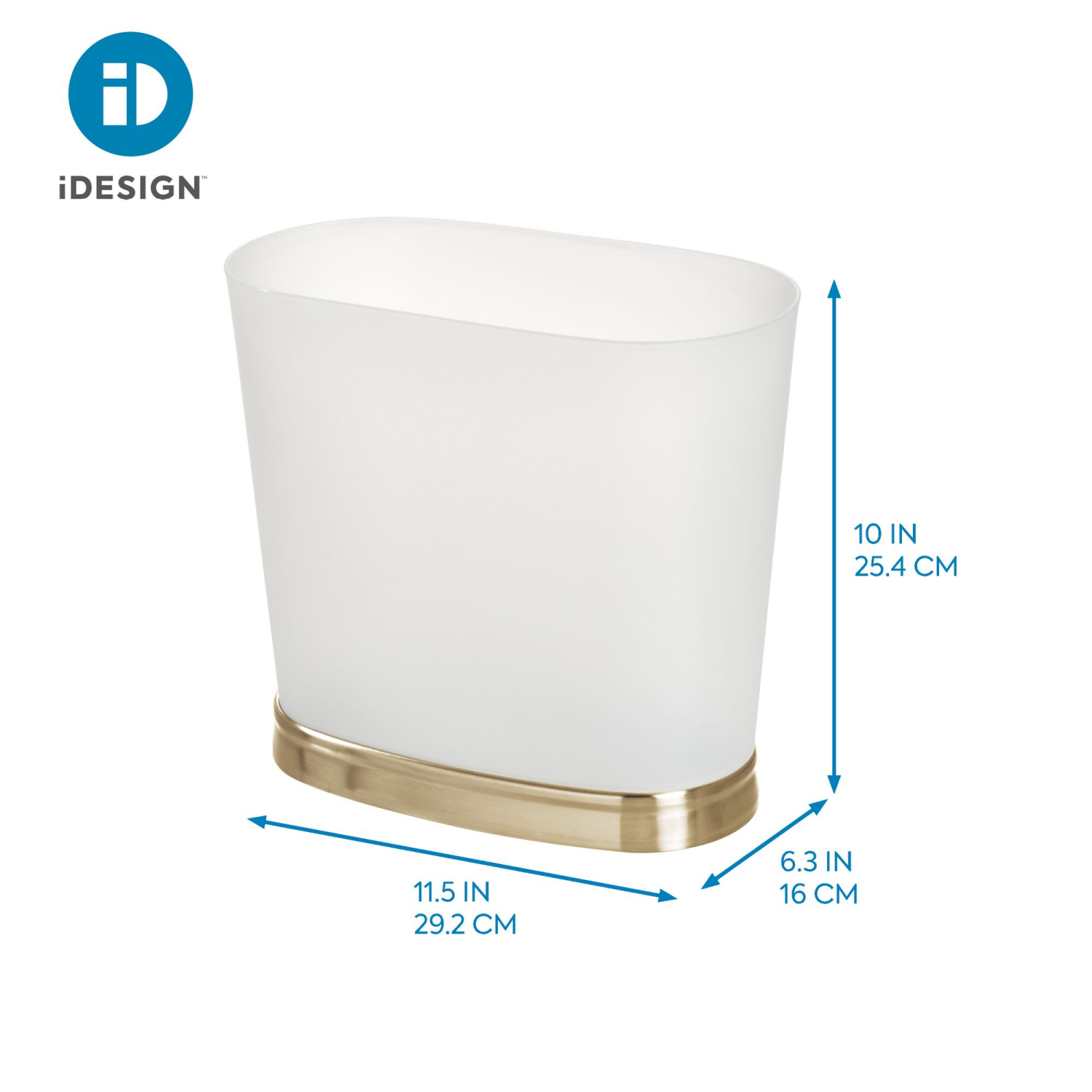 slide 2 of 3, Interdesign IDesign Gina Waste Can, 11.5 in x 8.25 in x 10 in, Frost/Soft Brass, 1 ct