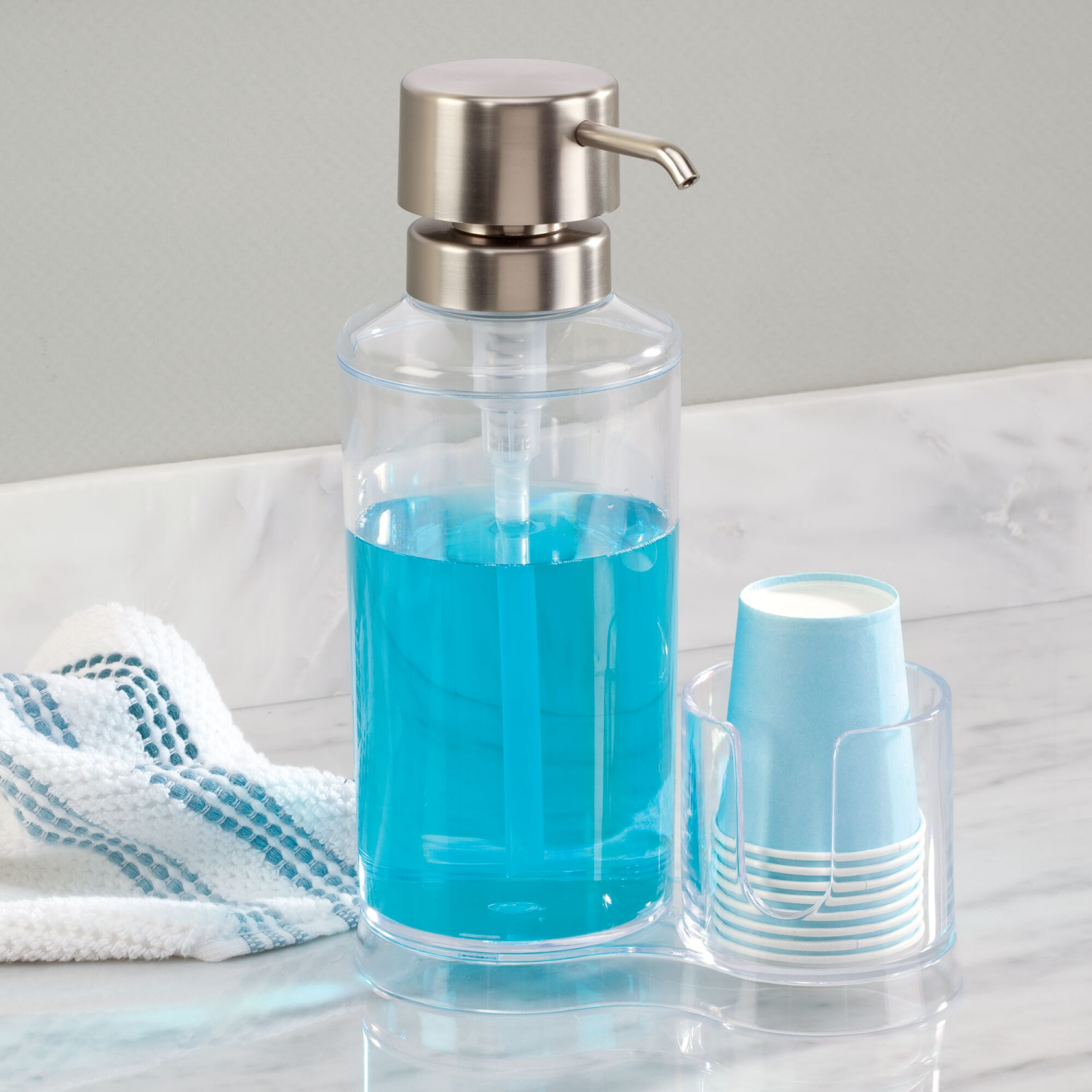 slide 2 of 6, Clear Brushed Clarity Mouthwash Caddy, 1 ct