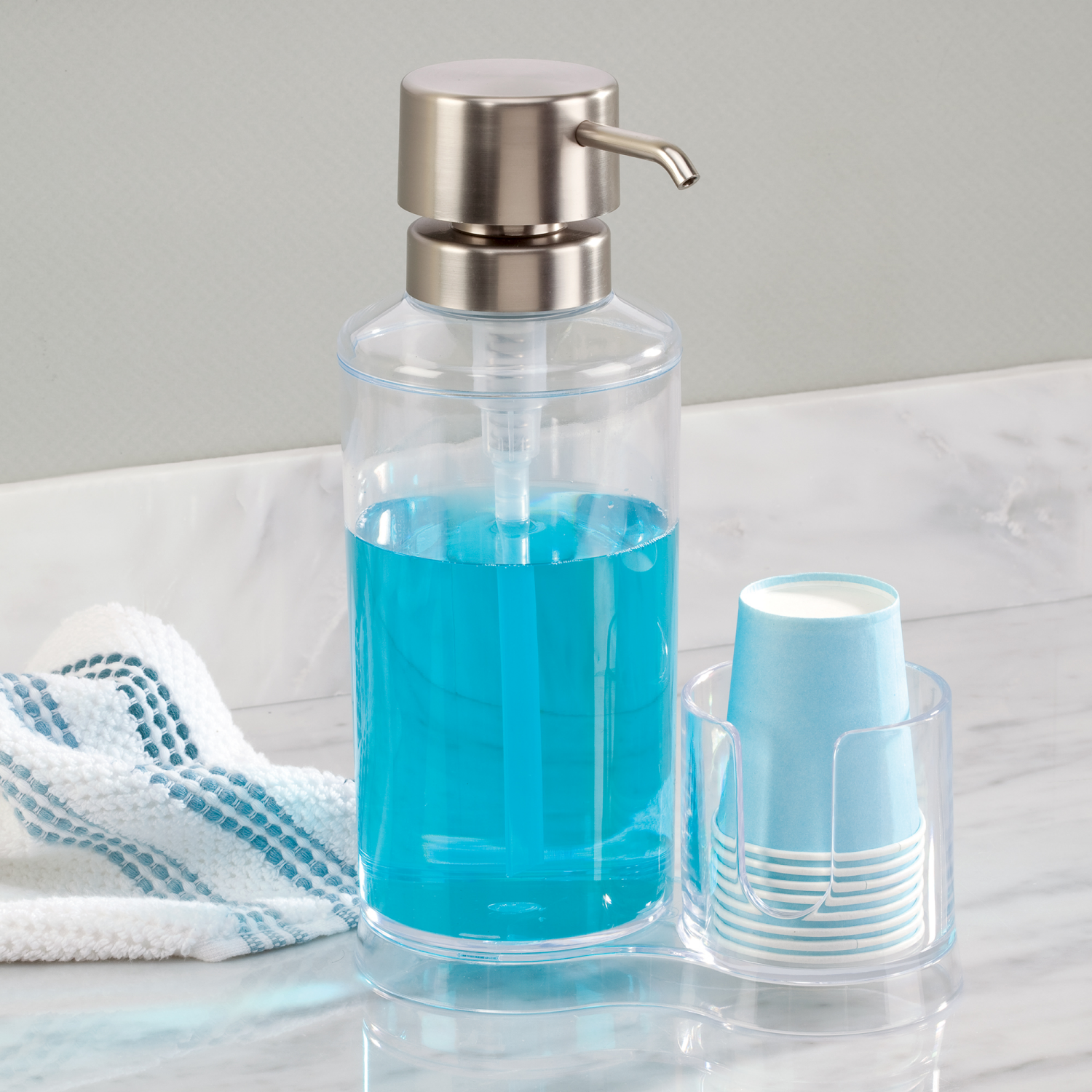 slide 5 of 6, Clear Brushed Clarity Mouthwash Caddy, 1 ct