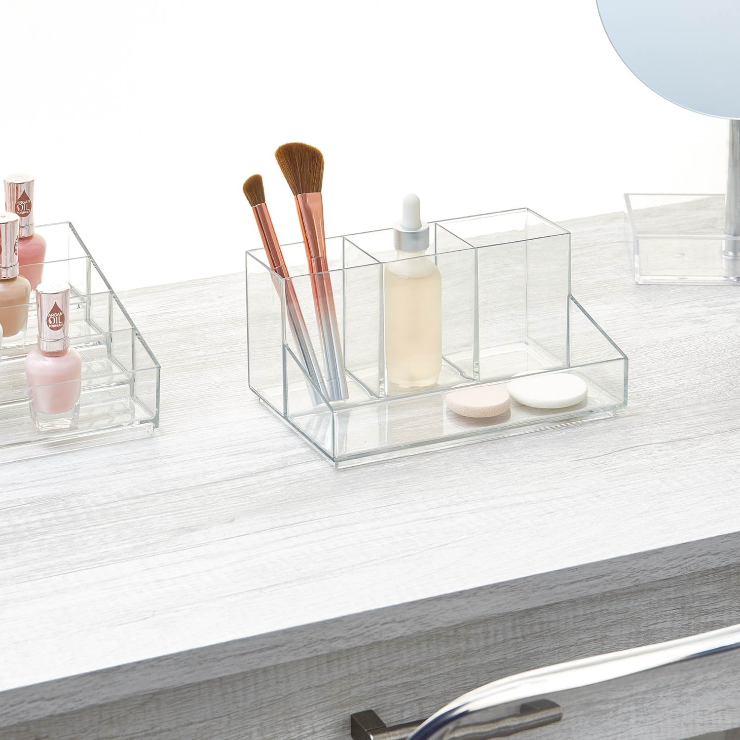 slide 3 of 3, Clear Clarity Cosmetic & Vanity Organizer, 8" x 5" x 3.7", 8 in