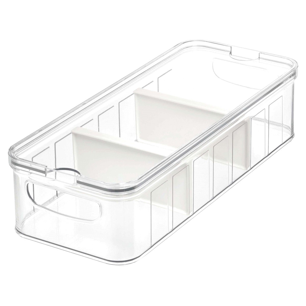 slide 2 of 2, InterDesign iDesign Clear/White Crisp Large Divided Bin, 1 ct