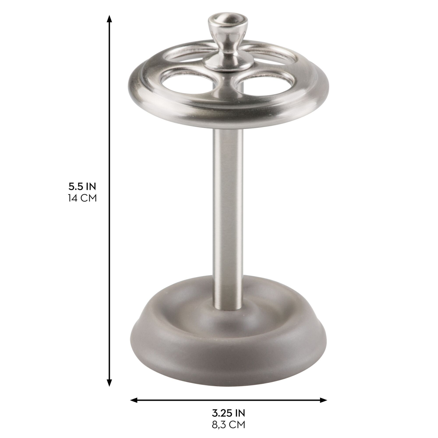 slide 4 of 5, InterDesign York Brushed Nickel Ceramic Toothbrush Holder - Matte Gray/Silver, 1 ct