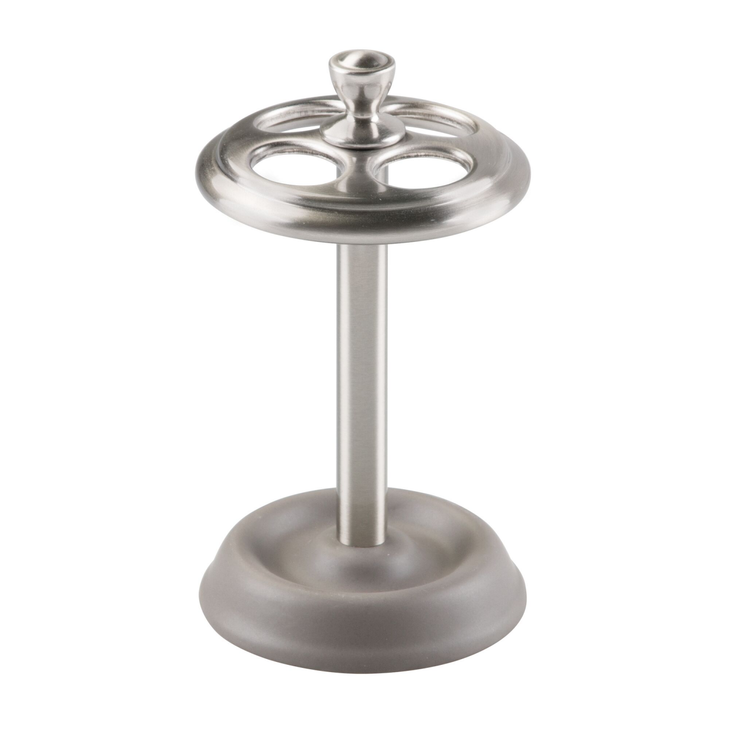 slide 1 of 5, InterDesign York Brushed Nickel Ceramic Toothbrush Holder - Matte Gray/Silver, 1 ct