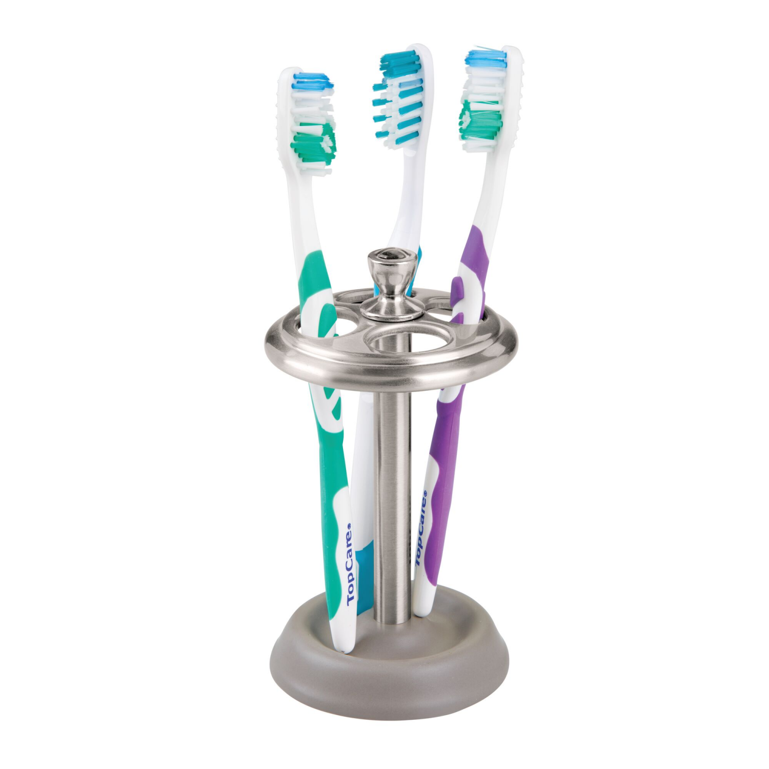 slide 5 of 5, InterDesign York Brushed Nickel Ceramic Toothbrush Holder - Matte Gray/Silver, 1 ct