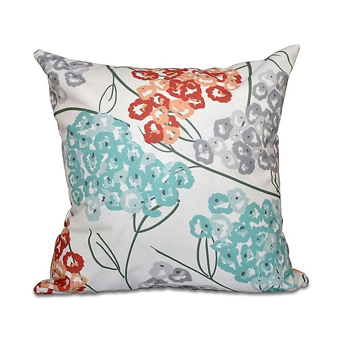slide 1 of 1, E by Design Hydrangeas Floral Print Square Throw Pillow - Coral, 1 ct