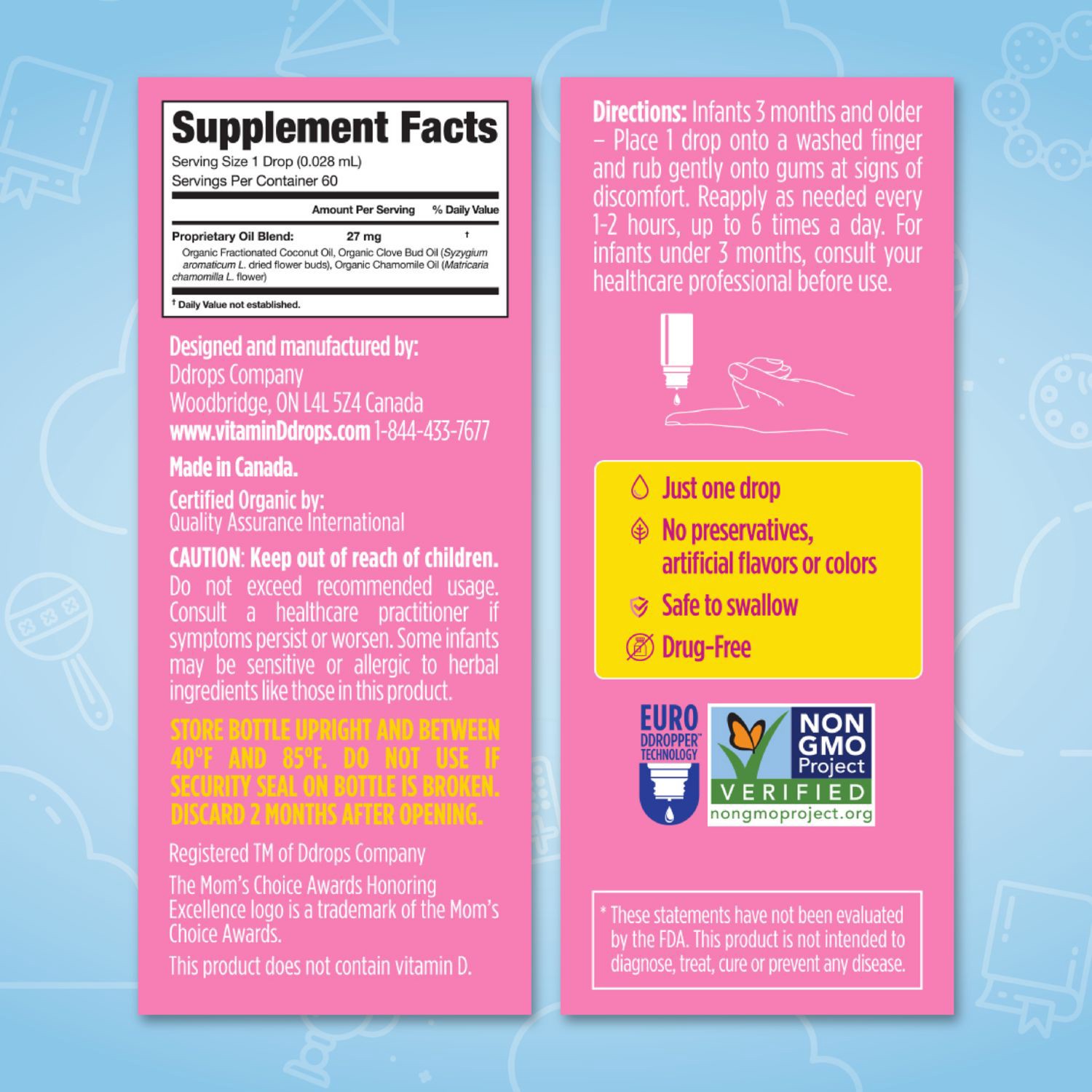 slide 5 of 10, Baby Ddrops Teething Liquid Drops, 1 ct
