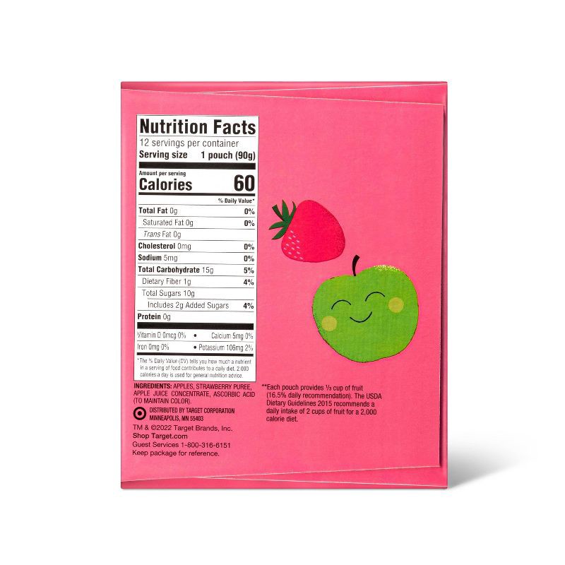 slide 2 of 5, Applesauce Pouches Strawberry - 12ct - Good & Gather™, 12 ct