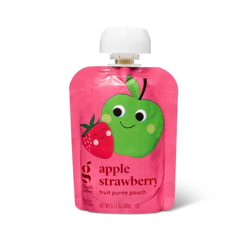 slide 3 of 5, Applesauce Pouches Strawberry - 12ct - Good & Gather™, 12 ct