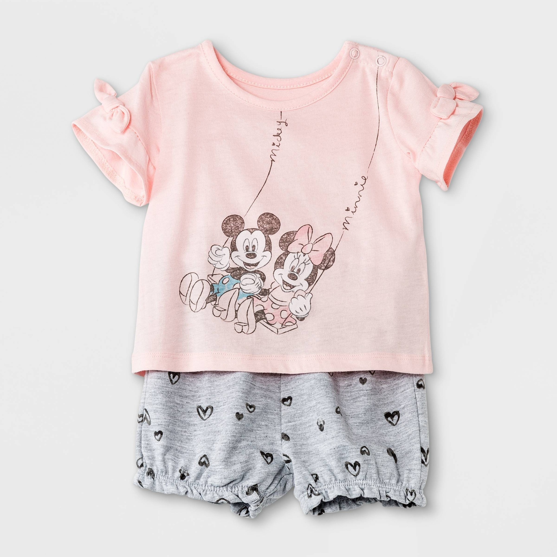 Disney Baby Girls' Minnie Mouse French Terry Short Sleeve Top and