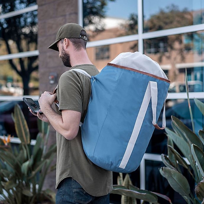 slide 4 of 5, CleverMade Drawstring Duffel Laundry Bag - Blue, 1 ct