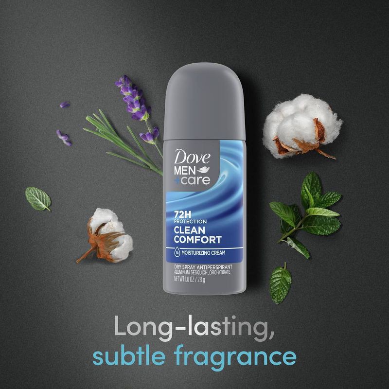 slide 6 of 7, Dove Men+Care 72-Hour Clean Comfort Mini Antiperspirant & Deodorant Dry Spray - Travel Size - 1oz, 1 oz