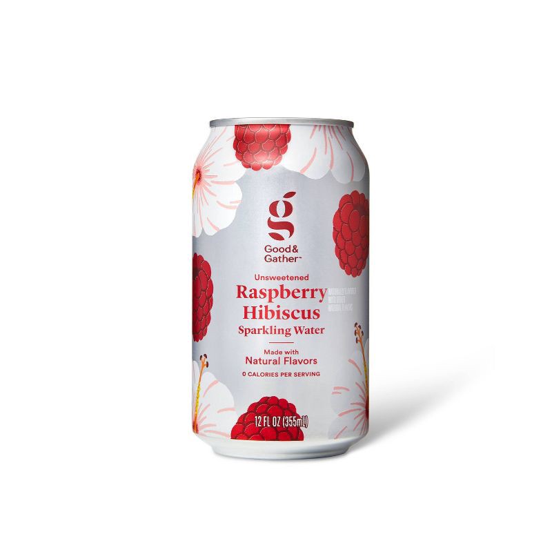 slide 3 of 3, Raspberry Hibiscus Sparkling Water - 8pk/12 fl oz Cans - Good & Gather™, 8 ct; 12 fl oz