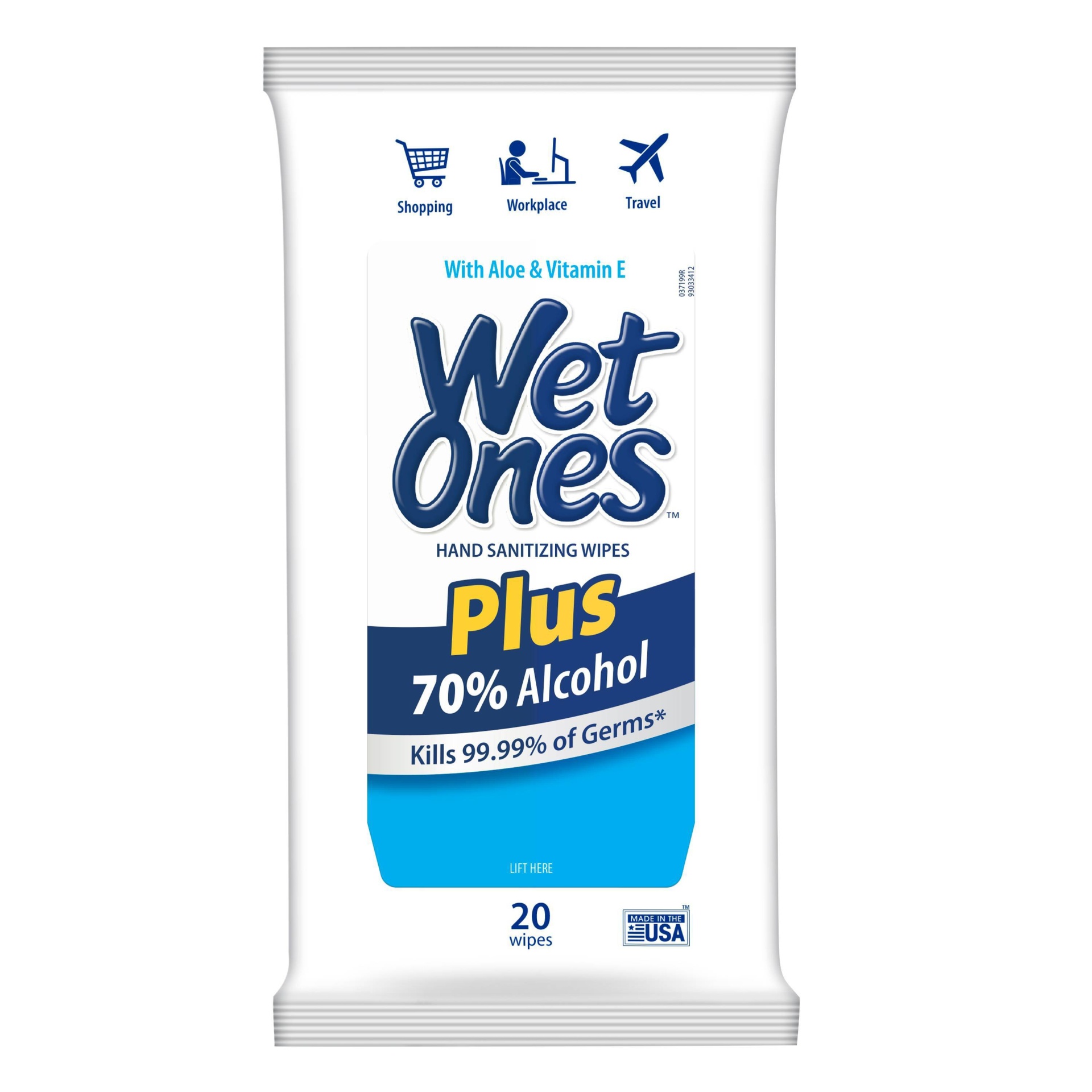 slide 1 of 4, Wet Ones Plus Alcohol Wipes, 20 ct