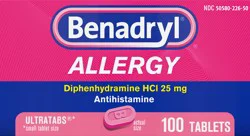 Benadryl Ultratabs Antihistamine Cold & Allergy Relief Tablets, 100 ct