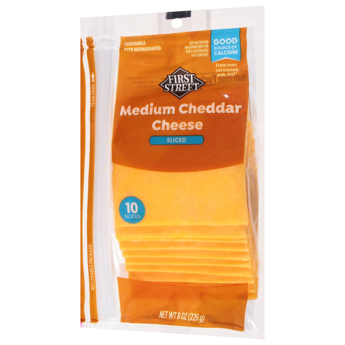 slide 4 of 14, First Street Medium Cheddar Sliced, 8 oz