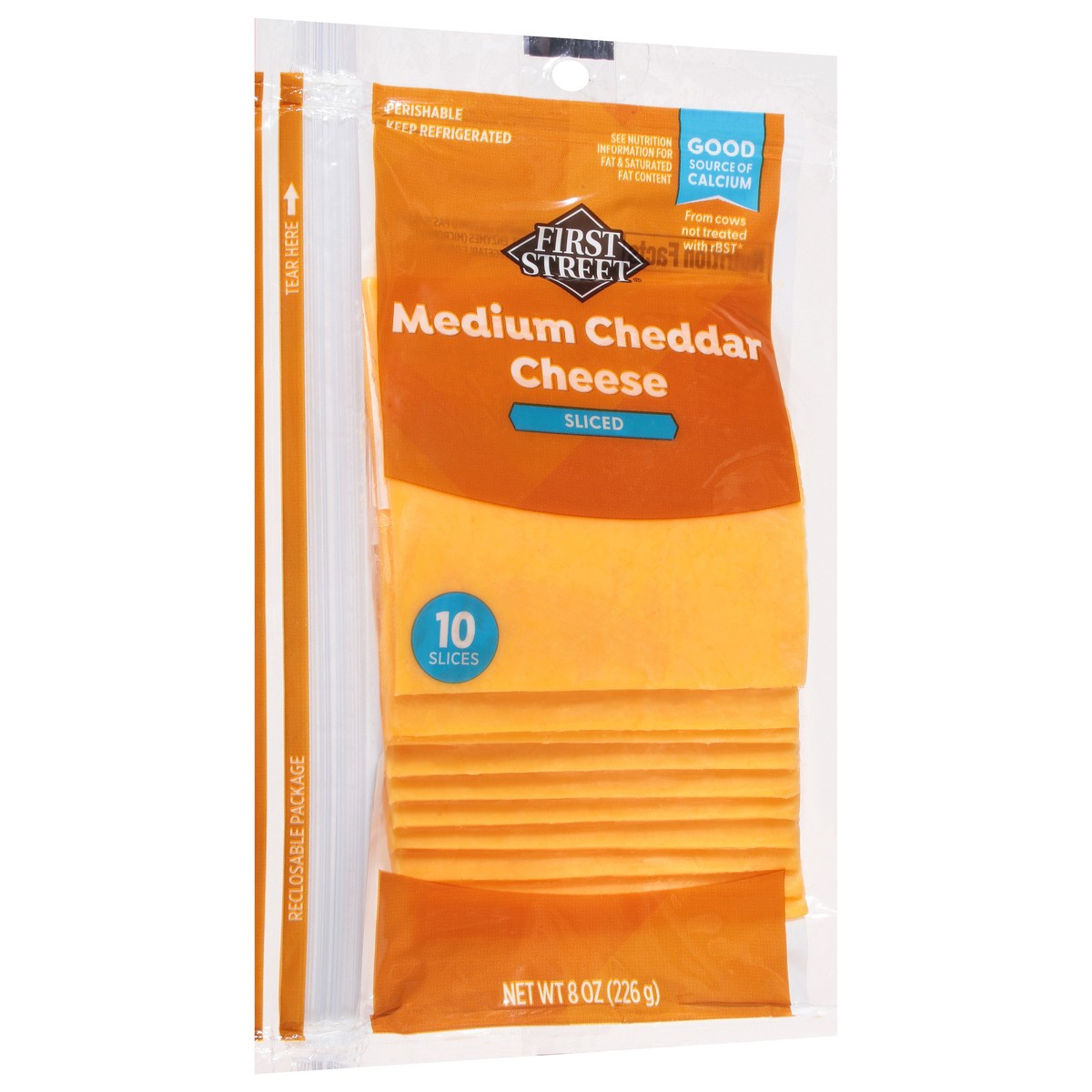 slide 2 of 14, First Street Medium Cheddar Sliced, 8 oz
