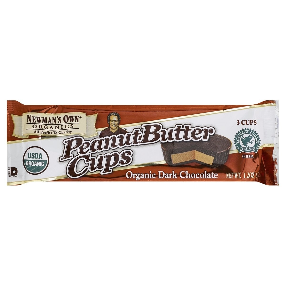 slide 1 of 1, Newman's Own Organics Milk Chocolate Peanut Butter Cups, 1.2 oz