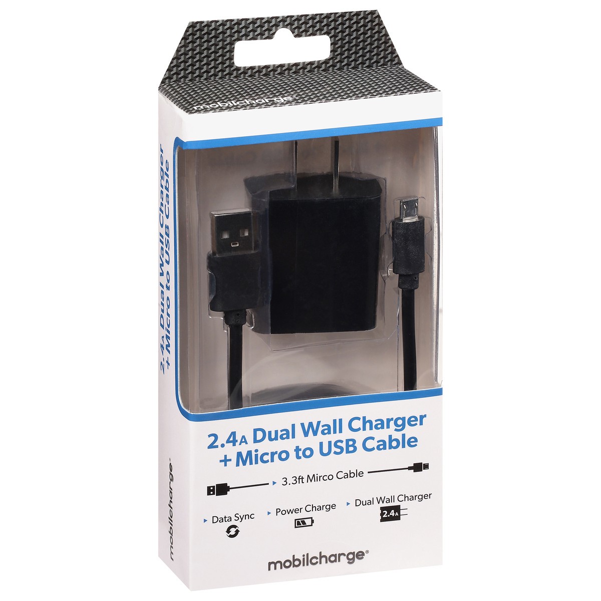 slide 3 of 9, MobilCharge + Micro to USB Cable 2.4A Dual Wall Charger 1 ea, 1 ct