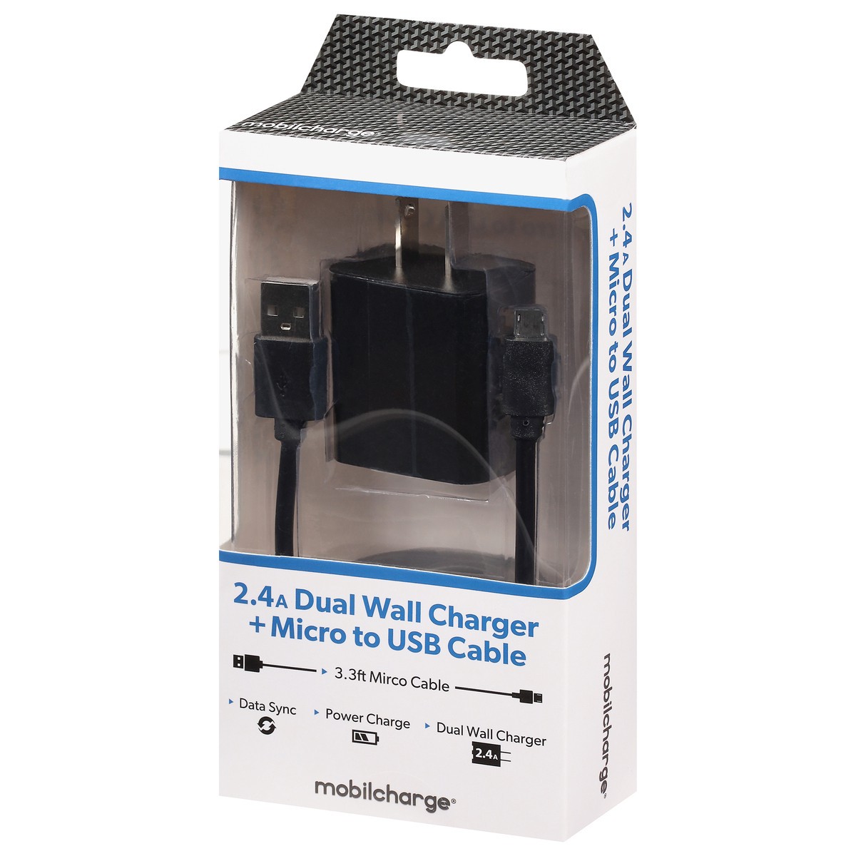 slide 2 of 9, MobilCharge + Micro to USB Cable 2.4A Dual Wall Charger 1 ea, 1 ct