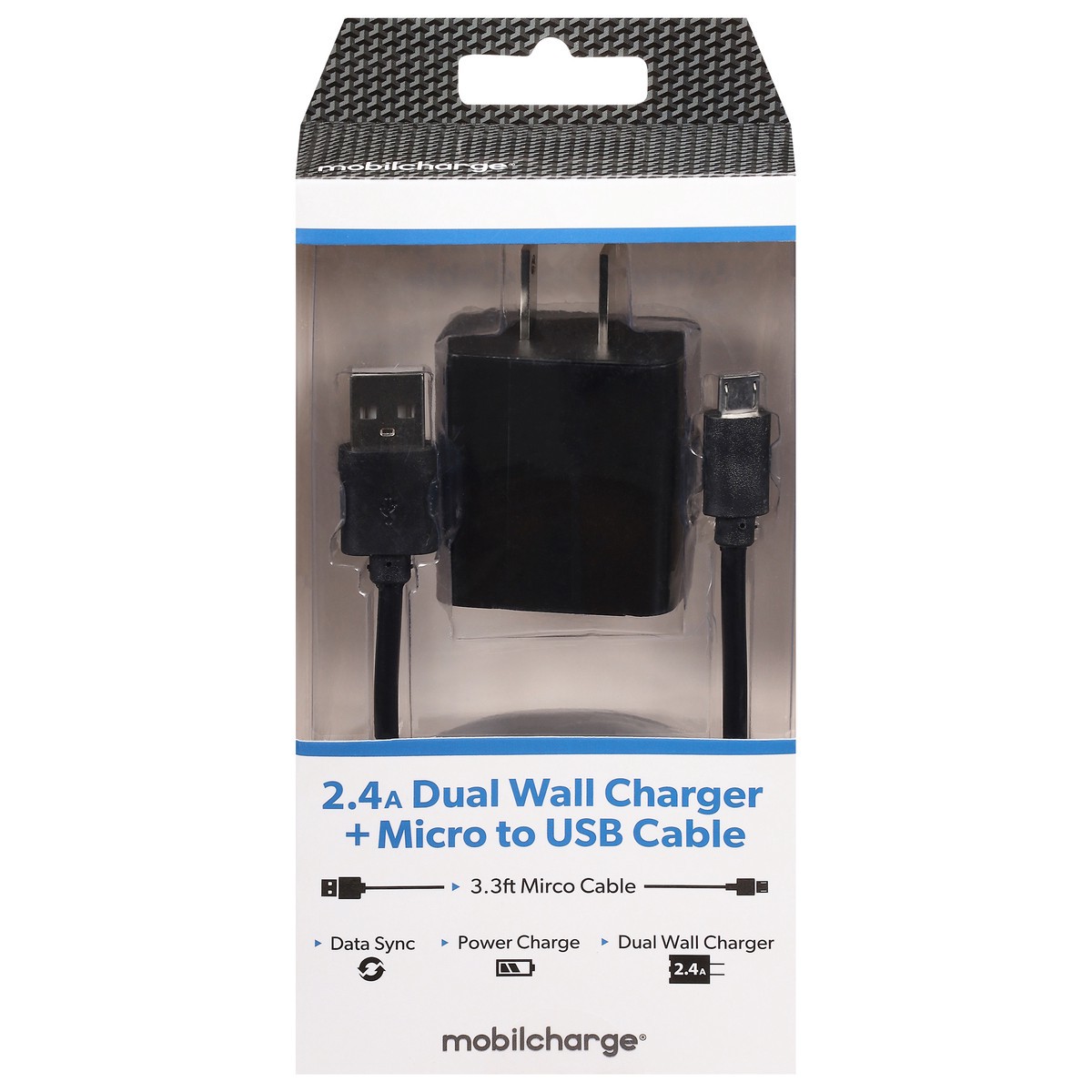 slide 1 of 9, MobilCharge + Micro to USB Cable 2.4A Dual Wall Charger 1 ea, 1 ct