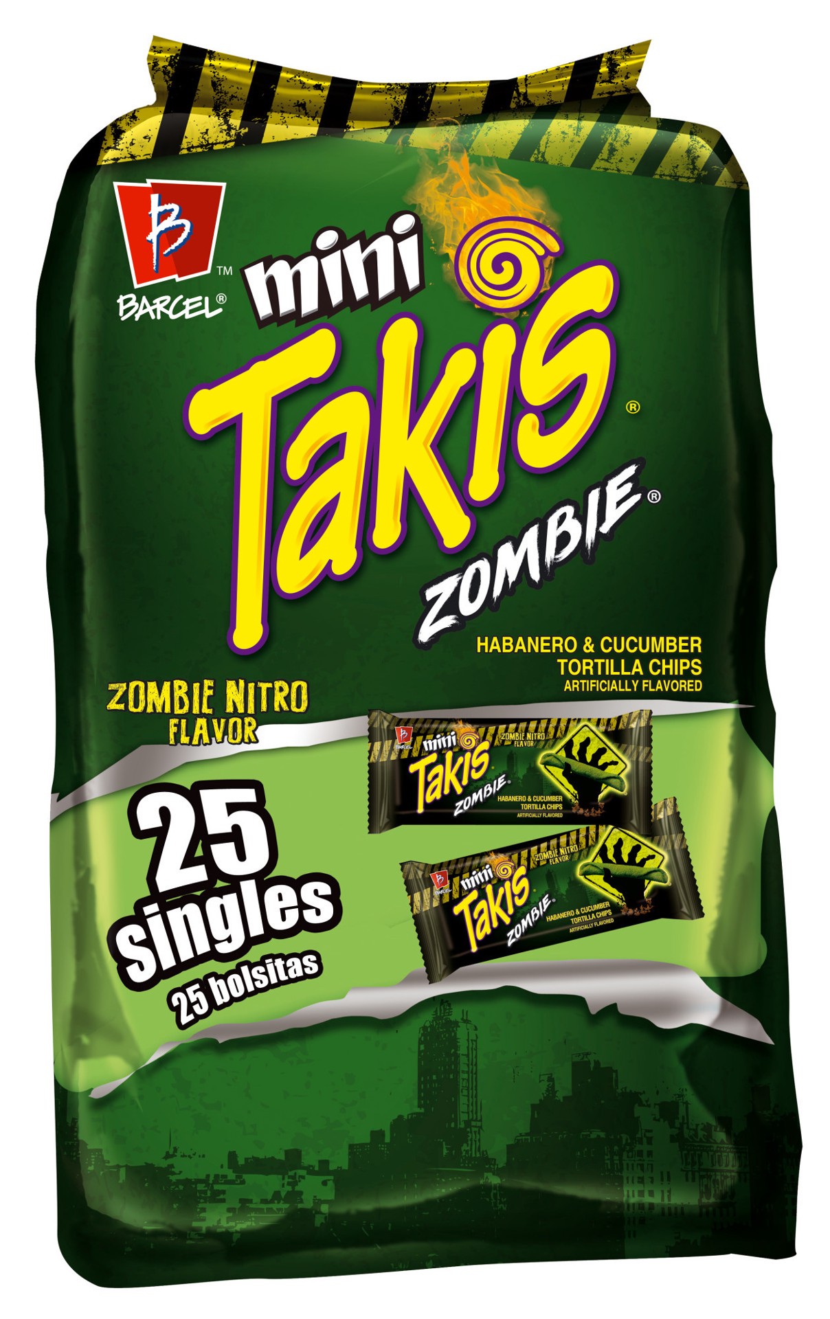 slide 1 of 5, Takis Mini Zombie Habanero & Cucumber Tortilla Chips, 25 ct