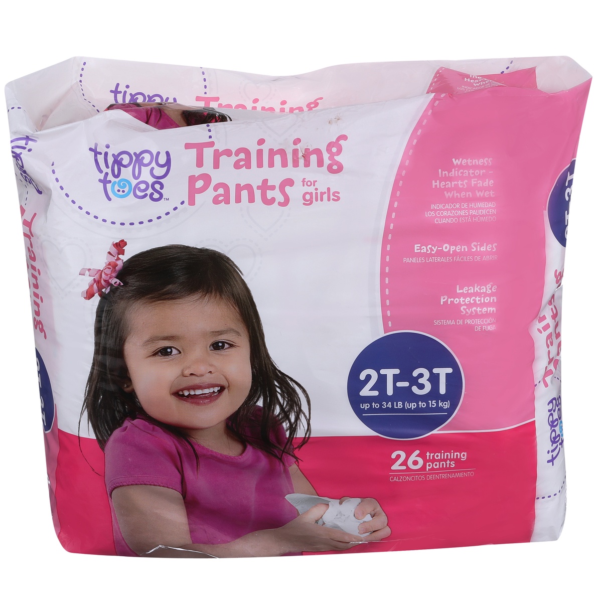 slide 1 of 1, Tippy Toes For Girls 2T-3T Jumbo Pack Training Pants, 26 ct