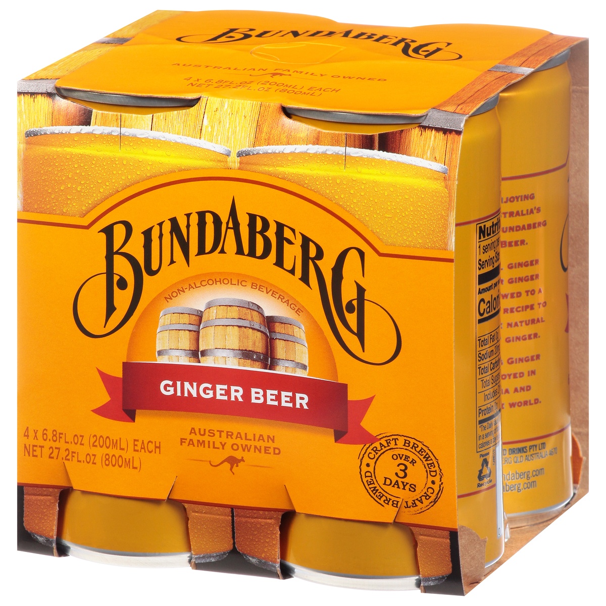 slide 3 of 9, Bundaberg Ginger Beer 4 - 6.8 fl oz Cans, 4 ct; 200 ml