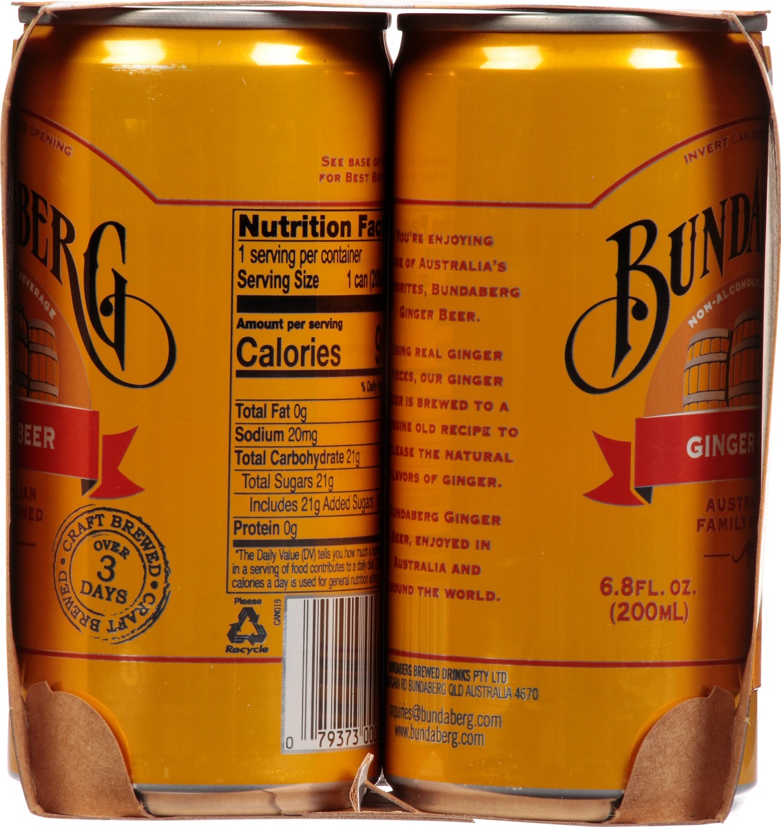 slide 7 of 9, Bundaberg Ginger Beer 4 - 6.8 fl oz Cans, 4 ct; 200 ml