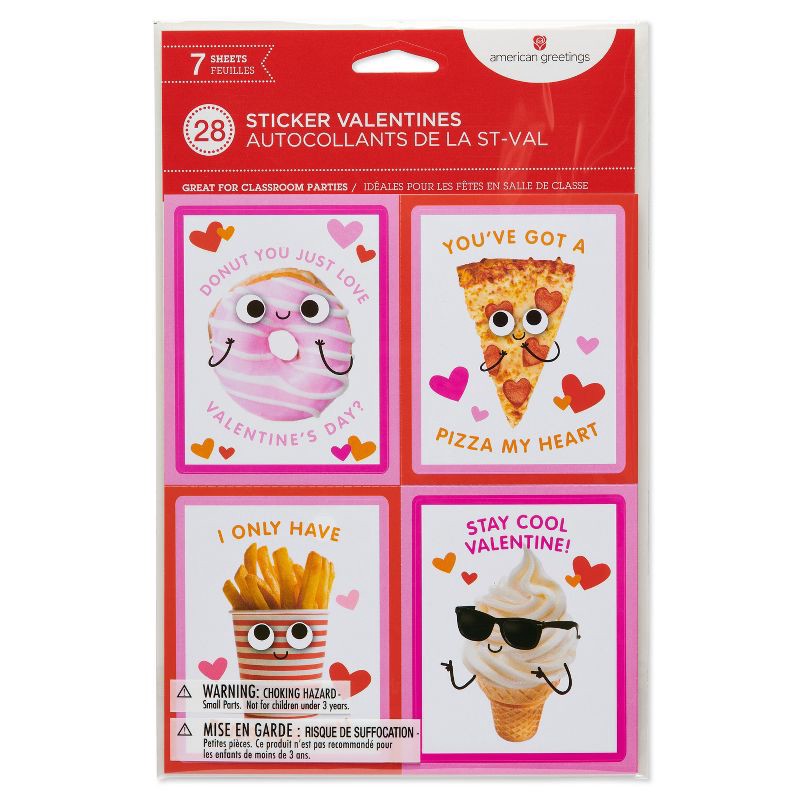 slide 4 of 6, American Greetings 28ct Valentine's Day Food Stickers Classroom Pack, 28 ct