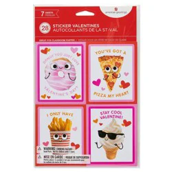 American Greetings 28ct Valentine's Day Food Stickers Classroom Pack